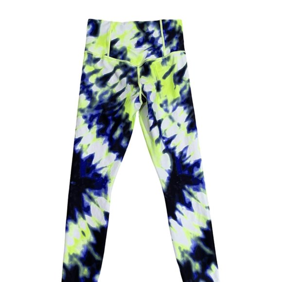 Athleta Elation Tie Dye 7/8 Tight Leggings Size XS Cobalt Blue Yellow - Picture 8 of 11